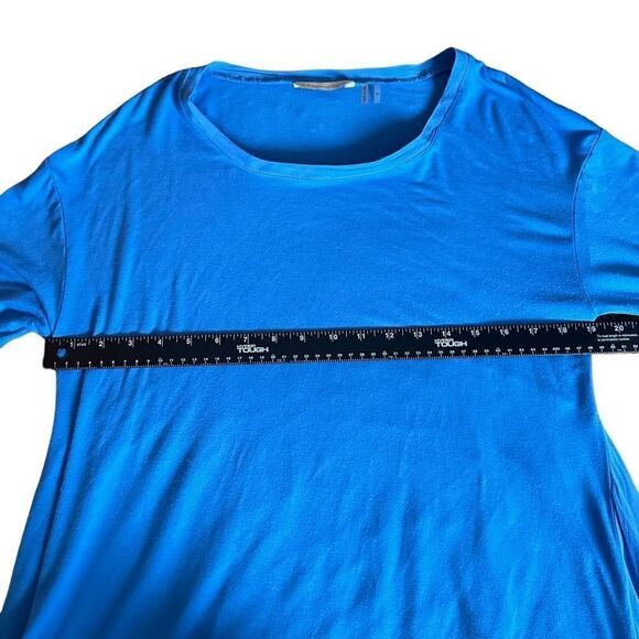 Soft Surroundings- Women's Blue Tunic Tshirt Blouse with Ruffle Hem, Size Medium - Picture 4 of 8